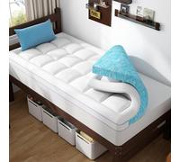 ABENE 3 Inch Memory Foam Mattress Topper, 2 Inch Memory Foam Plus 1 Inch Down Alternative Pillowtop Mattress Pad, with Bedside Pocket, Support for Back Pain (Twin XL, White Dual Layer)