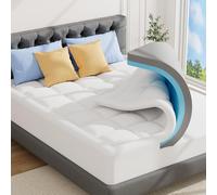 ABENE 4 Inch Dual-layer Memory Foam Mattress Topper with Bamboo Pillow Top Cover for Back Pain Relief, with OEKO-TEX & CertiPUR-US (King 150x200cm,10cm)