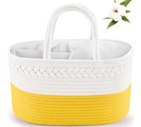 ABenkle Caddy - Premium Cotton Diaper Basket, Nursery Storage Bin and Car Organizer - Yellow