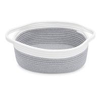 ABenkle Small Woven Basket | Cute Gray Rope Basket | Cotton Basket | Room Storage Basket | Cat Basket| Chest Box |Empty Gift Basket with Handles Basket, 12"x 8" x 5" Shelf Storage Basket(Gray)