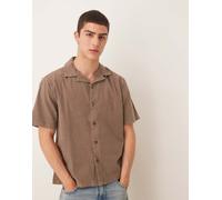 Abercrombie & Fitch Mens short sleeve linen shirt in brown - Size 2XL