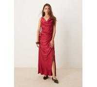 Abercrombie & Fitch Womens cowl neck draped maxi dress in dark pink - Burgundy - Size X-Small