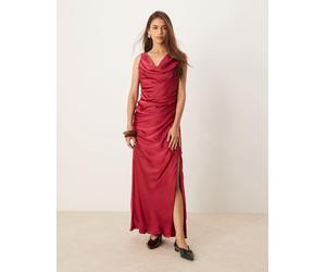 Abercrombie & Fitch Womens cowl neck draped maxi dress in dark pink - Burgundy - Size X-Small
