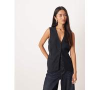 Abercrombie & Fitch Womens low neckline waistcoat in black - Size Small