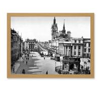 Aberdeen Castle Street Scotland Vintage Photo Black White Artwork Framed Wall Art Print A4 Artery8 Light Oak One Size
