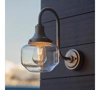 aberdeen clear glass outdoor wall light in brushed nickel