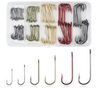Aberdeen Fishing Hooks Kit, 150pcs Crappie Panfish Fishing Hooks Long Shank Aberdeen Hooks Assorted Small High Carbon Steel Live Bait Hooks for Bass Trout Crappie Catfish Sunfish Freshwater