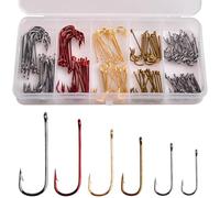 Aberdeen Fishing Hooks Kit, 150pcs Long Shank Barbed Aberdeen Hooks Light Wire Fishing Hooks High Carbon Steel Live Bait Hooks for Crappie Panfish Crap Trout Bass Saltwater Freshwater