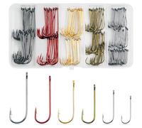 Aberdeen Fishing Hooks Kit, 150pcs Long Shank Barbed Hook Inline Light Wire High Carbon Steel Sea Hooks for Crappie Crap Trout Bass
