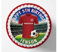 Aberdeen Football Team Colours Personalised Edible Cake Topper Printed on Icing Sheets, Round, Square, Costco, Cupcake Toppers - Happy Birthday (1. Round)