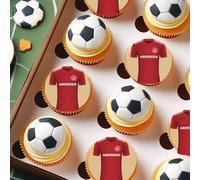 Aberdeen Football Team Colours Personalised Edible Cake Topper Printed on Icing Sheets, Round, Square, Costco, Cupcake Toppers - Happy Birthday (4. Shirt Cupcake Toppers)