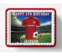 Aberdeen Football Team Colours Personalised Edible Cake Topper Printed on Icing Sheets, Round, Square, Costco, Cupcake Toppers - Happy Birthday (2. Costco/Rectangle/Square)