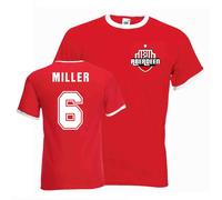 Aberdeen Men's Mens Willie Miller Ringer Tee in Red | Size: Large Aberdeen Red L