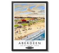 Aberdeen, Scotland Print, British Railways Poster, Vintage UK Wall Art, Framed Retro Decor, Gift Idea, Archival Matte, A2 (Framed) - 59.4x42cm