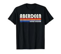 Aberdeen United Kingdom Retro 70s 80s Style Value Graphic T-Shirt, Men, Black, L