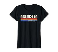 Aberdeen United Kingdom Retro 70s 80s Style Value Graphic T-Shirt, Women, Black, L