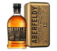 Aberfeldy 12YO Single Malt Scotch Whisky Gold Bar Gift Tin, 40%ABV, 70 ged 12 Years, 4 Cask Types, Great for Smooth Sipping Neat or on the Rocks, Premium Whisky Gift, 700ml