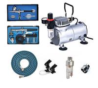 ABEST Airbrush Compressor Kit Plus Accessories - Air Hose, Airbrush Holders, Mini Filter, Dual Action Gravity-Feed Airbrush for Nail Art, Cake Decorating, Temporary Tattoo, Hobby-Painting