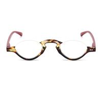 ABETOS Half Frame Reading Glasses Blue Light Blocking Computer Readers Men Women Fashion Small Retro Half Moon Lens Spring Hinge Lightweight Eyeglasses, Tortoiseshell&Red 1.0