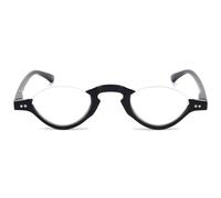 ABETOS Half Frame Reading Glasses Blue Light Blocking Computer Readers Men Women Fashion Small Retro Half Moon Lens Spring Hinge Lightweight Eyeglasses, Matte Black 1.5