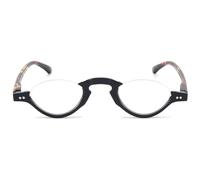 ABETOS Half Frame Reading Glasses Blue Light Blocking Computer Readers Men Women Fashion Small Retro Half Moon Lens Spring Hinge Lightweight Eyeglasses, Black&Leopard 1.5