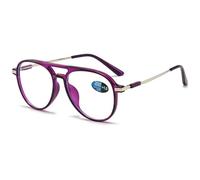 ABETOS Retro Pilot Reading Glasses Blue Light Blocking Fashion Women Men Computer Readers Full Frame Metal Temples Double Bridge Eyeglasses, Dark Purple+1.5
