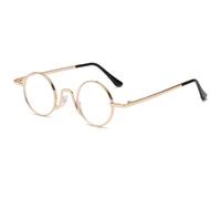 ABETOS Round Blue Light Reading Glasses Small Retro Metal Frame Strong Readers Glasses Flexible Hinges Lightweight Computer Eyeglasses for Men Women, Gold 1.5