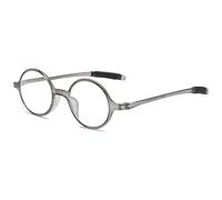 ABETOS Small Round Reading Glasses Retro Vintage Computer Readers for Men Women TR90 Flexible Lightweight Eyeglasses 1.0 1.25 1.5 1.75 2.0 2.25 2.5 2.75 3.0, Clear Grey 1.25
