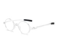 ABETOS Small Round Reading Glasses Retro Vintage Computer Readers for Men Women TR90 Flexible Lightweight Eyeglasses 1.0 1.25 1.5 1.75 2.0 2.25 2.5 2.75 3.0, Clear White 1.25