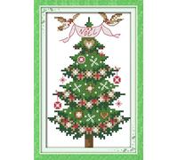 ABEUTY 11ct Pre Printed Cross Stitch Kits Christmas Tree for Adults Beginners, DIY Stamped Advanced Embroidery Sewing Starter Kit 18x24cm Needlework Set (Tree)