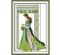 ABEUTY 14ct Cross Stitch Kits Summer Angel Classical Costume for Adults Beginners Pre Printed, DIY Advanced Embroidery Sewing Starter Kit Stamped 36x52cm Needlework Set (Summer 14ct)