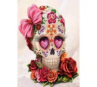 ABEUTY 5D Diamond Painting DIY Full Drill Rhinestones, Beautiful Skull Flower Bow, Paint with Diamonds Crystal Diamond Art Kits (Skull)