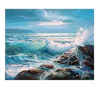 ABEUTY 5D Diamond Painting DIY Full Drill Rhinestones, Ocean Waves Sea, Paint with Diamonds Crystal Diamond Art Kits (Sea)