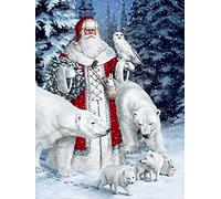ABEUTY 5D Diamond Painting DIY Full Drill Rhinestones, Santa Polar Bear Wolf Owl Rabbit Animal, Paint with Diamonds Crystal Diamond Art Kits (Santa)