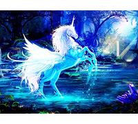 ABEUTY 5D Diamond Painting DIY Full Drill Rhinestones, Unicorn Horse Water Light Forest Animal, Paint with Diamonds Crystal Diamond Art Kits (Unicorn)