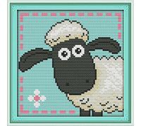 ABEUTY Cross Stitch Kits Little Sheep for Adults Pre Printed or NOT, DIY 14 Count Embroidery Sewing Starter Kit Stamped or Unstamped DMC Needlework Easy Beginners (Stamped)