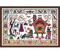 ABEUTY Cross Stitch Kits Magical Halloween for Adults Pre Printed or NOT, DIY 14 Count Embroidery Sewing Starter Kit Stamped or Unstamped DMC Needlework Easy Beginners (Unstamped)