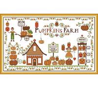 ABEUTY Cross Stitch Kits Pumpkin Farm Ⅱ for Adults Pre Printed or NOT, DIY 14 Count Embroidery Sewing Starter Kit Stamped or Unstamped DMC Needlework Easy Beginners (Unstamped)