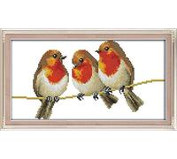 ABEUTY Cross Stitch Kits Three Little Birds Robin Redbreast for Adults Pre Printed or NOT, DIY 14 Count Embroidery Sewing Starter Kit Stamped or Unstamped DMC Needlework Easy Beginners (Unstamped)