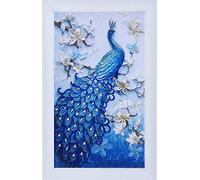 ABEUTY Diamond Painting DIY 5D Special Shape Rhinestones, a Beautiful Peacock in The Flowers, Partial Drill Crystal Diamond Art Kits
