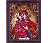 ABEUTY Diamond-Painting DIY 5D Special Shape Rhinestones, Religion Christian Virgin Mary & Son of Jesus, Partial Drill Crystal Diamond Art Kits