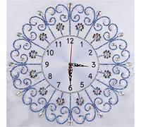 ABEUTY Diamond Painting DIY 5D Special Shape Rhinestones, White Mandela Floral Clock, Partial Drill Crystal Diamond Art Kits