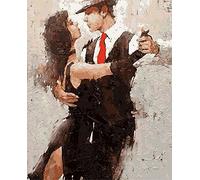 ABEUTY DIY Fabric Decorating Kits, Paint by Numbers Couples Dancing Waltz 16x20 inches Number Painting Wall Art (Tango, Wooden Framed)