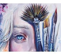 ABEUTY DIY Fabric Decorating Kits, Paint by Numbers Makeup Brush Portrait 16x20 inches Number Painting Wall Art (Girl, No Frame)