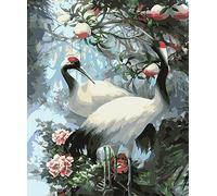 ABEUTY DIY Fabric Decorating Kits, Paint by Numbers White Crane 16x20 inches Number Painting Wall Art (Cranes, No Frame)