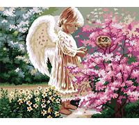 ABEUTY DIY Paint by Numbers for Adults Beginner - Angel Girl & Flowers in The Garden 16x20 inches Number Painting