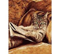 ABEUTY DIY Paint by Numbers for Adults Beginner - Cat Glasses Newspaper 16x20 inches Number Painting (No Frame)