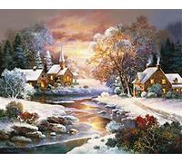 ABEUTY DIY Paint by Numbers for Adults Beginner - Dusk Snow in Winter 16x20 inches Number Painting (Wooden Framed)