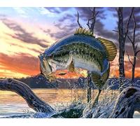 ABEUTY DIY Paint by Numbers for Adults Beginner -Flying Fish in The Lake Animal 16x20 inches Number Painting