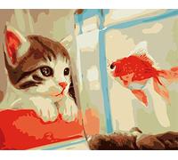 ABEUTY DIY Paint by Numbers for Adults Beginner - France Cat & Fish Animals16x20 inches Number Painting